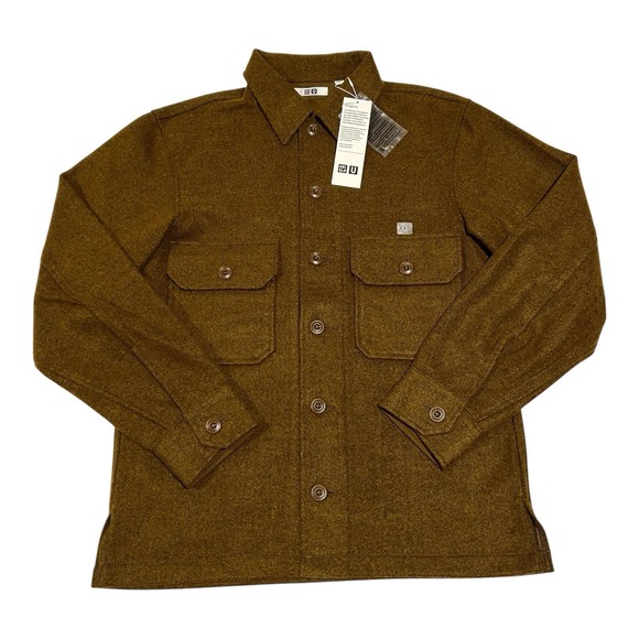 New Uniqlo‎ Fleece Shirt Jacket Long Sleeve Military Size XXS 49 Mustard Color - Picture 1 of 15